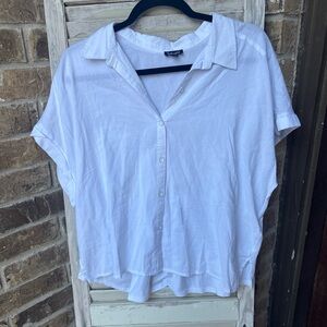 Splendid Women’s Button Down Shirt Sz Large White Cropped Blouse Collar l
